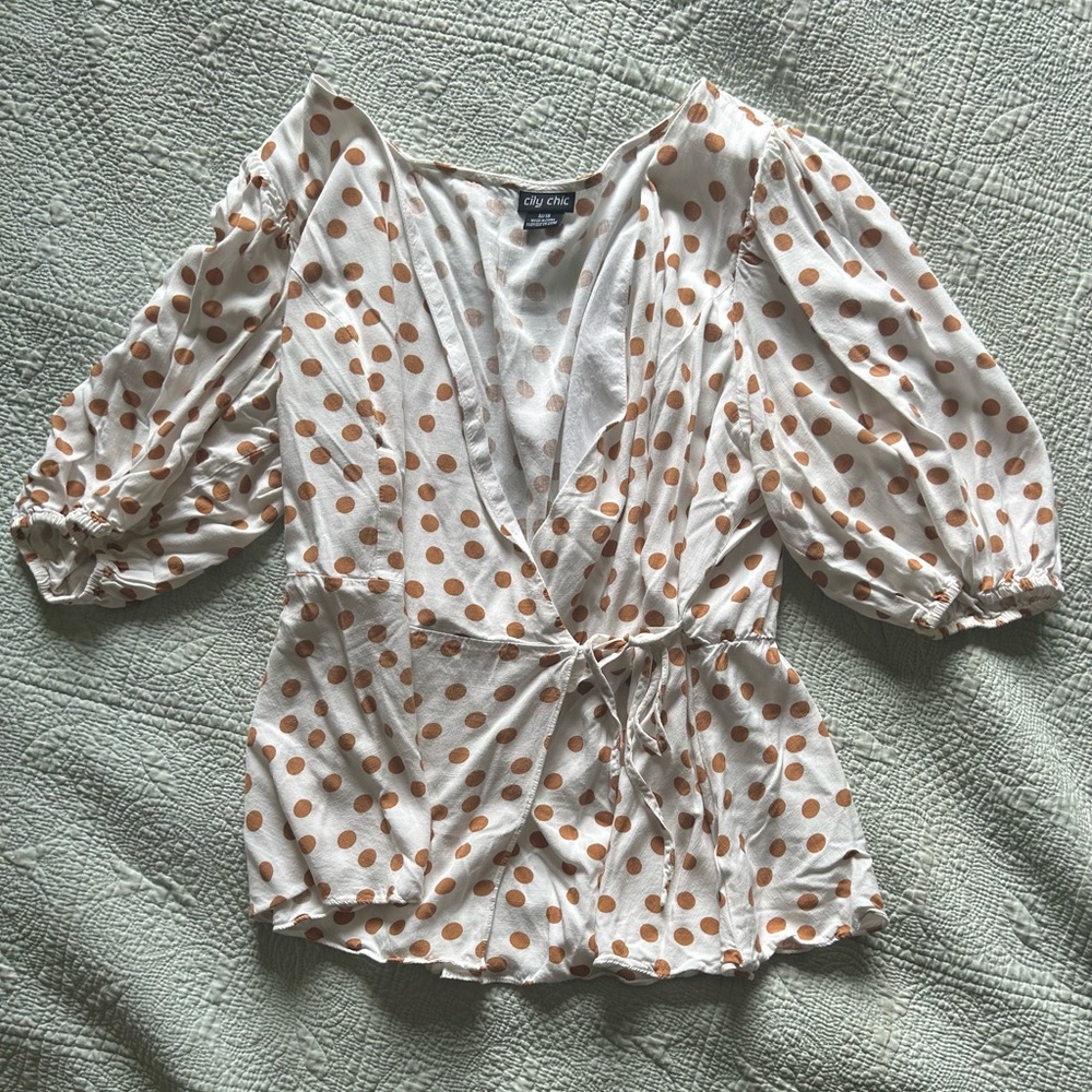 Polka Dot Wrap Blouse